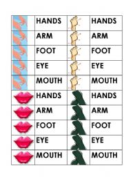 English Worksheet: Body Part Domino - Cards (Domino1)