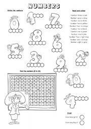 English Worksheet: Numbers (1 to 10)