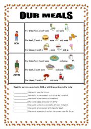English Worksheet: Our Meals