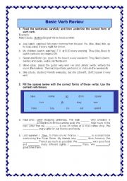 English worksheet: Basic Verb Review