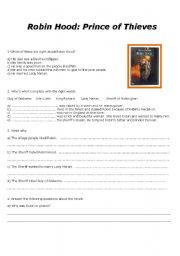 Movie worksheet - Robin Hood: Prince of Thieves