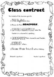 English Worksheet: Class contract 