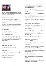 English worksheet: Susan Boyle Britains Got Talent