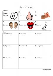 English worksheet: Parts of the body