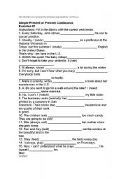 English Worksheet: Activities with Simple Present and Present Continuous
