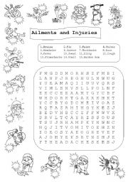 Ailments and Injuries - Match and Wordsearch