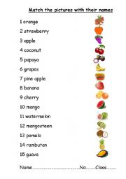 English Worksheet: Match the pictures with their names