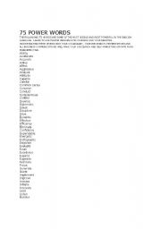 English worksheet: 75 English Power Words