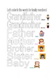 English Worksheet: Family members