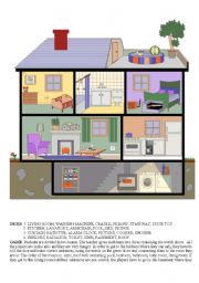 English Worksheet: game board - house and furniture