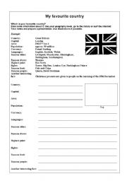 English Worksheet: My favourite country