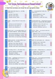 English Worksheet: 3-Verb-Tense Grammar Quiz  (4)  - Simple Past, Past Continuous or Present Perfect?