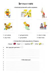 English Worksheet: Bart Simpsons habits_Simple Present