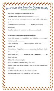 English Worksheet: Dont Let the Sun Go down on Me by George Michael and Elton John