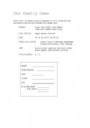 English Worksheet: Family members game