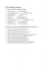 English worksheet: Relative pronouns