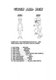 English worksheet: Read and colour