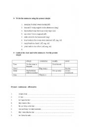 English worksheet: simple present and continuous