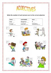 English worksheet: adjectives