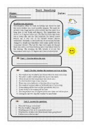 English Worksheet: Test Reading (weather)