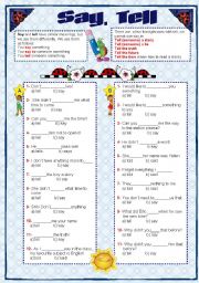 English Worksheet: Say, tell