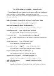 English worksheet: Present simple v. Present Progressive Fluency Exercise