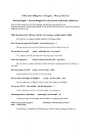 English Worksheet: Present simple v. Present Progressive Fluency Exercise