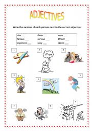 English worksheet: adjectives