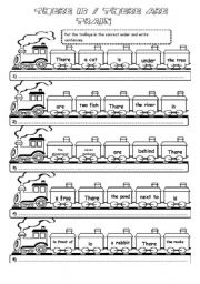 English Worksheet: There is/There are Train (2 pages)