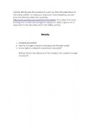 English worksheet: Beauty and the media
