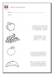 English Worksheet: fruits exercises
