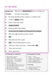 English worksheet: At the hotel