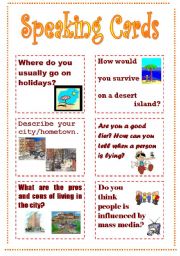 English Worksheet: Speaking cards