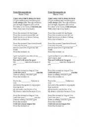 English worksheet: song