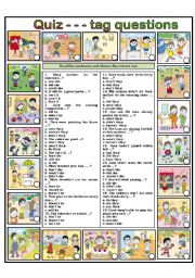 English Worksheet: QUIZ - - - TAG QUESTIONS