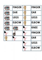 English worksheet: Body Part Domino - Cards (Fourth page)