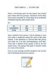 English worksheet: Simple Past Tic-Tac-Toe