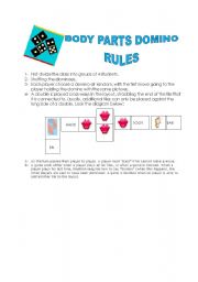 English Worksheet: Body Part Domino - Cards (Rules)