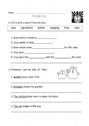 English worksheet: Shopping - pronouns