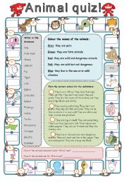 English Worksheet: animal quiz dominoes