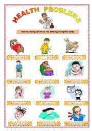 English Worksheet: health problems I