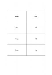 English worksheet: Minimal Pair Memory Game_th/d/t/s/z