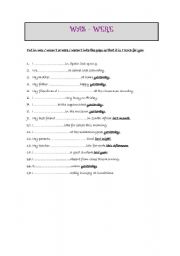 English worksheet: reviewing was and were