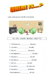 English Worksheet: preposition of place