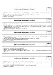 English Worksheet: LITERATURE -  A Midsummer nights Dream 