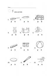 English worksheet: Bilabial Sounds /p/ and /b/