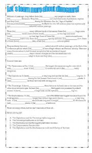 English Worksheet: DINOSAURS