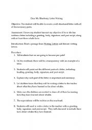 English worksheet: Dear Mr. Blueberry 