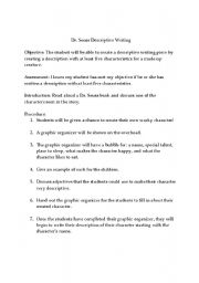 English worksheet: Dr. Seuss Descriptive Writing Lesson Plan