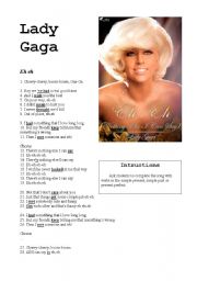 English Worksheet: Music Activity Lady Gaga Eh eh